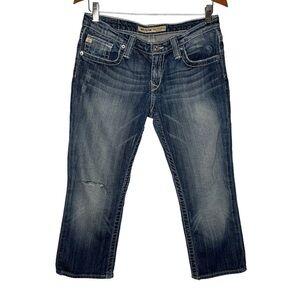 Big Star Casey K. skinny low rise fit distressed crop blue jeans Women’s Sz 29